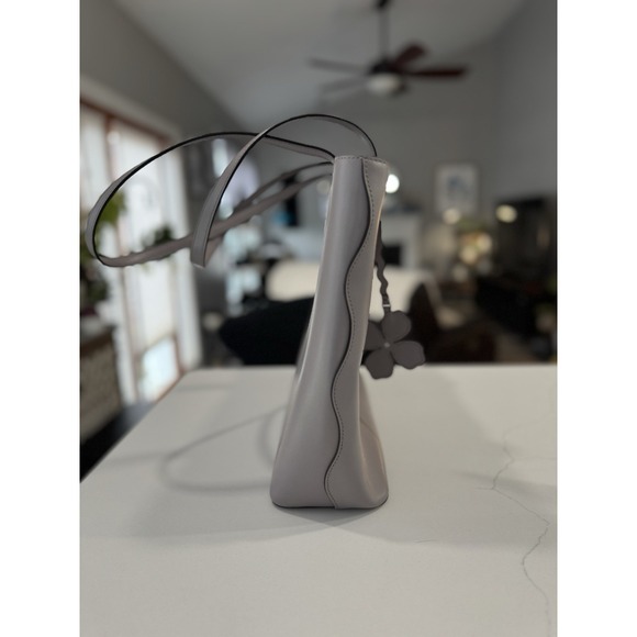 KATE SPADE Kerri Medium Zip Tote Gray Smooth Leather w/ glitter charm - Picture 3 of 9